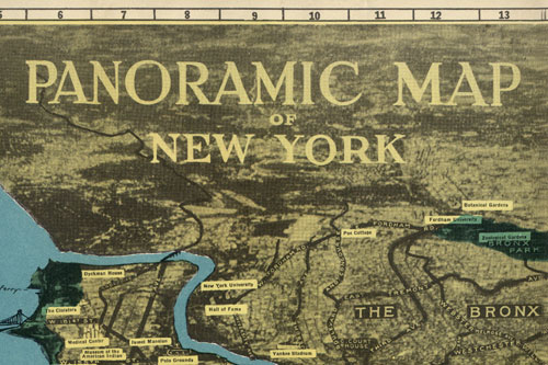 Panoramic Map of New York City, title section